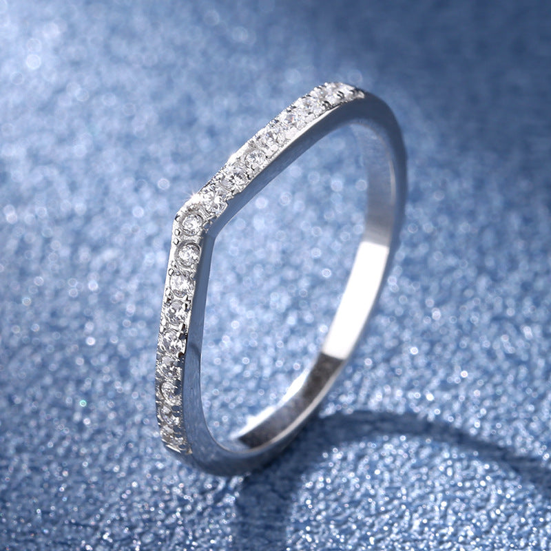 Sterling Silver V-Shaped Moissanite Ring Minimalist Stackable Band for Women