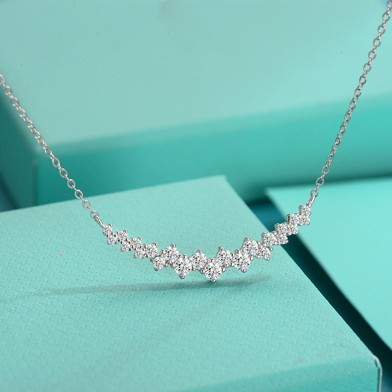 Necklace S925 Sterling Silver Moissanite Pendant Elegant Minimalist Collarbone Chain