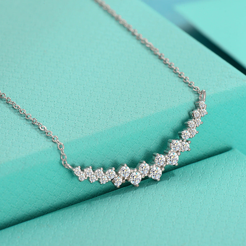 Necklace S925 Sterling Silver Moissanite Pendant Elegant Minimalist Collarbone Chain