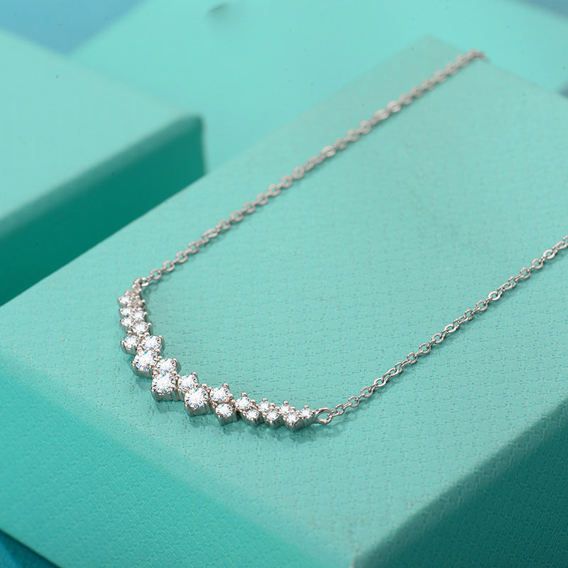 Necklace S925 Sterling Silver Moissanite Pendant Elegant Minimalist Collarbone Chain