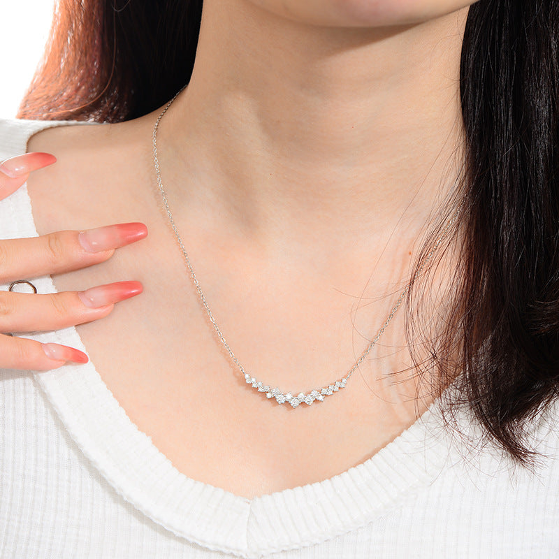 Necklace S925 Sterling Silver Moissanite Pendant Elegant Minimalist Collarbone Chain