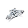 Sterling Silver Emerald Cut Moissanite Engagement Ring with Luxury Design