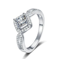 Princess Cut Square Sterling Silver Ring with Moissanite Stone
