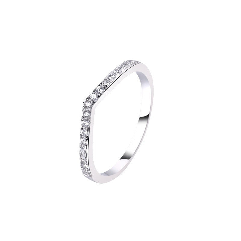 Sterling Silver V-Shaped Moissanite Ring Minimalist Stackable Band for Women