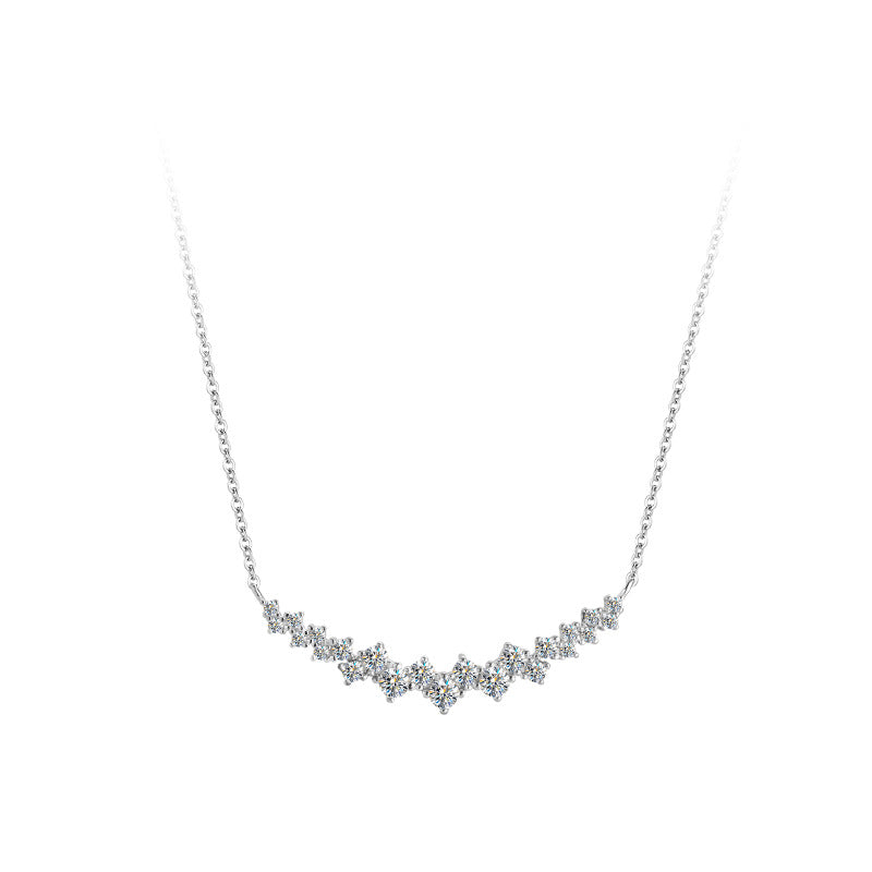 Necklace S925 Sterling Silver Moissanite Pendant Elegant Minimalist Collarbone Chain