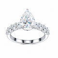 Pear Shaped Moissanite Ring 925 Sterling Silver Silver Tone Band Ring