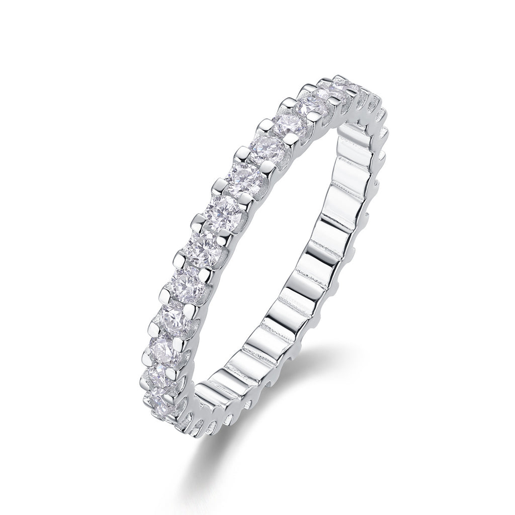 Geometric Circular Moissanite Eternal Sterling Silver Ring