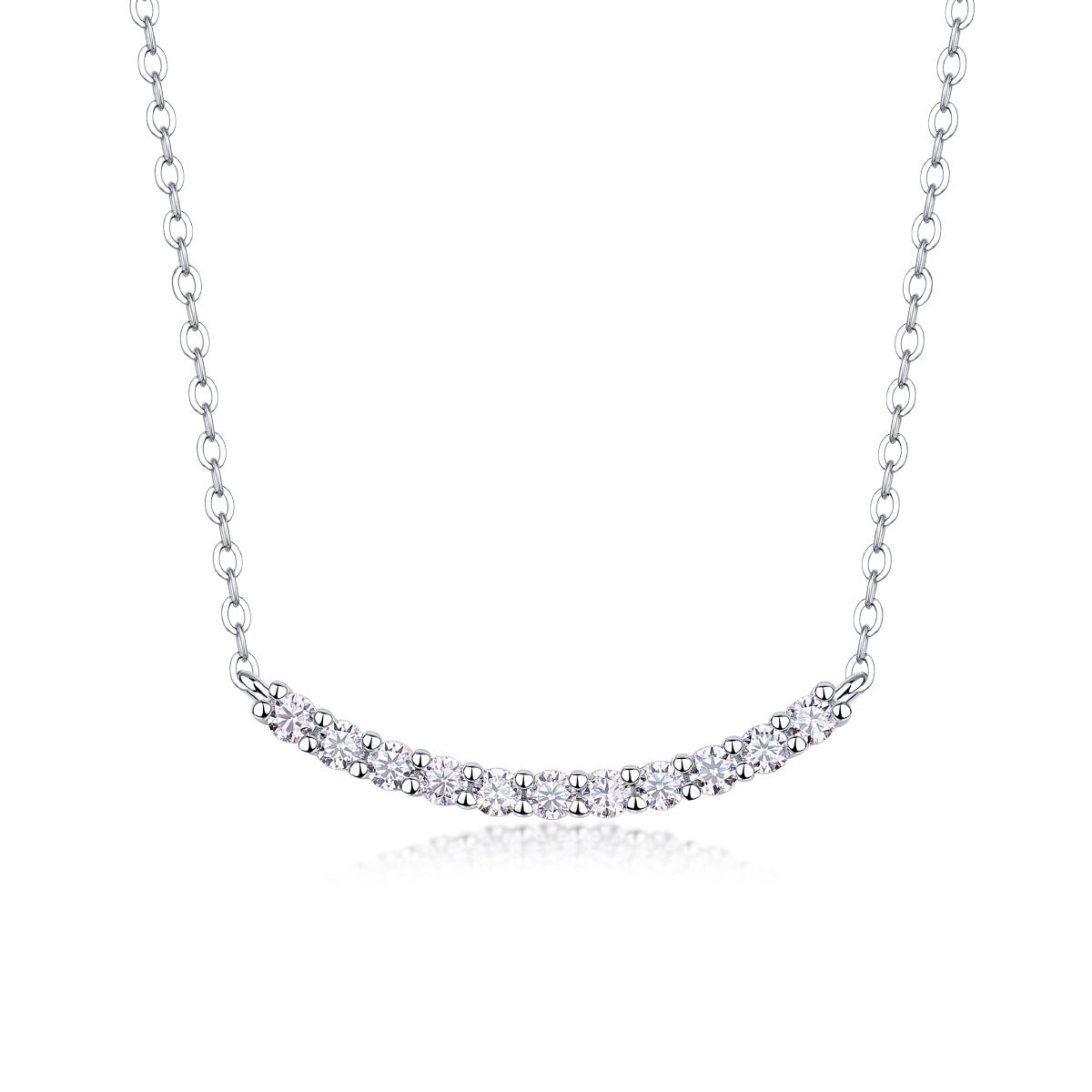 Elegant Women Fashion Statement  925 Sterling Silver and Moissanite Stones Geometric Moissanite Silver Necklace