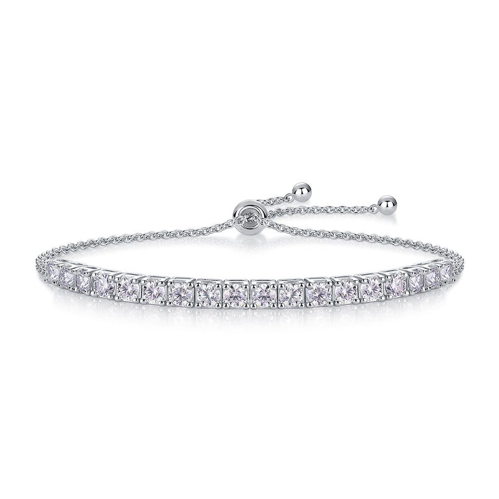 Women 925 Sterling Silver Adjustable Luxury Fashion Jewelry Elegant Moissanite Tennis Bracelet
