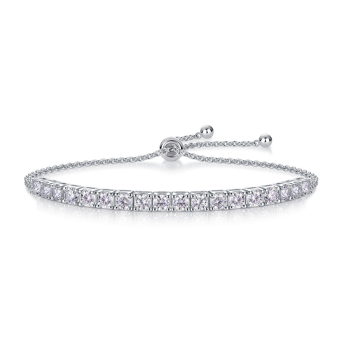 Women 925 Sterling Silver Adjustable Luxury Fashion Jewelry Elegant Moissanite Tennis Bracelet