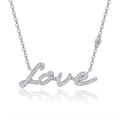 Round-Cut Moissanite Pave Script Love Necklace in 925 Sterling Silver
