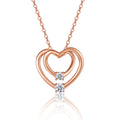 Round-Cut Moissanite Double Heart Pendant Necklace in 925 Sterling Silver