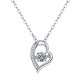 Round-Cut Moissanite Floating Heart Pendant Necklace in 925 Sterling Silver