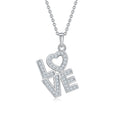 Round-Cut Moissanite Pavé Love Heart Pendant Necklace in 925 Sterling Silver